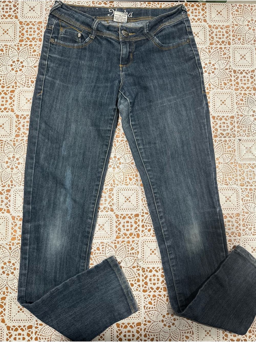 Kaba Jeans Y2K Low Rise Bootcut Stretch Jeans Embroidered Pockets Size